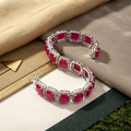 Royal Octagon Ruby Halo Statement Bracelet