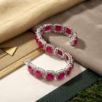 Royal Octagon Ruby Halo Statement Bracelet