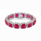 Royal Octagon Ruby Halo Statement Bracelet