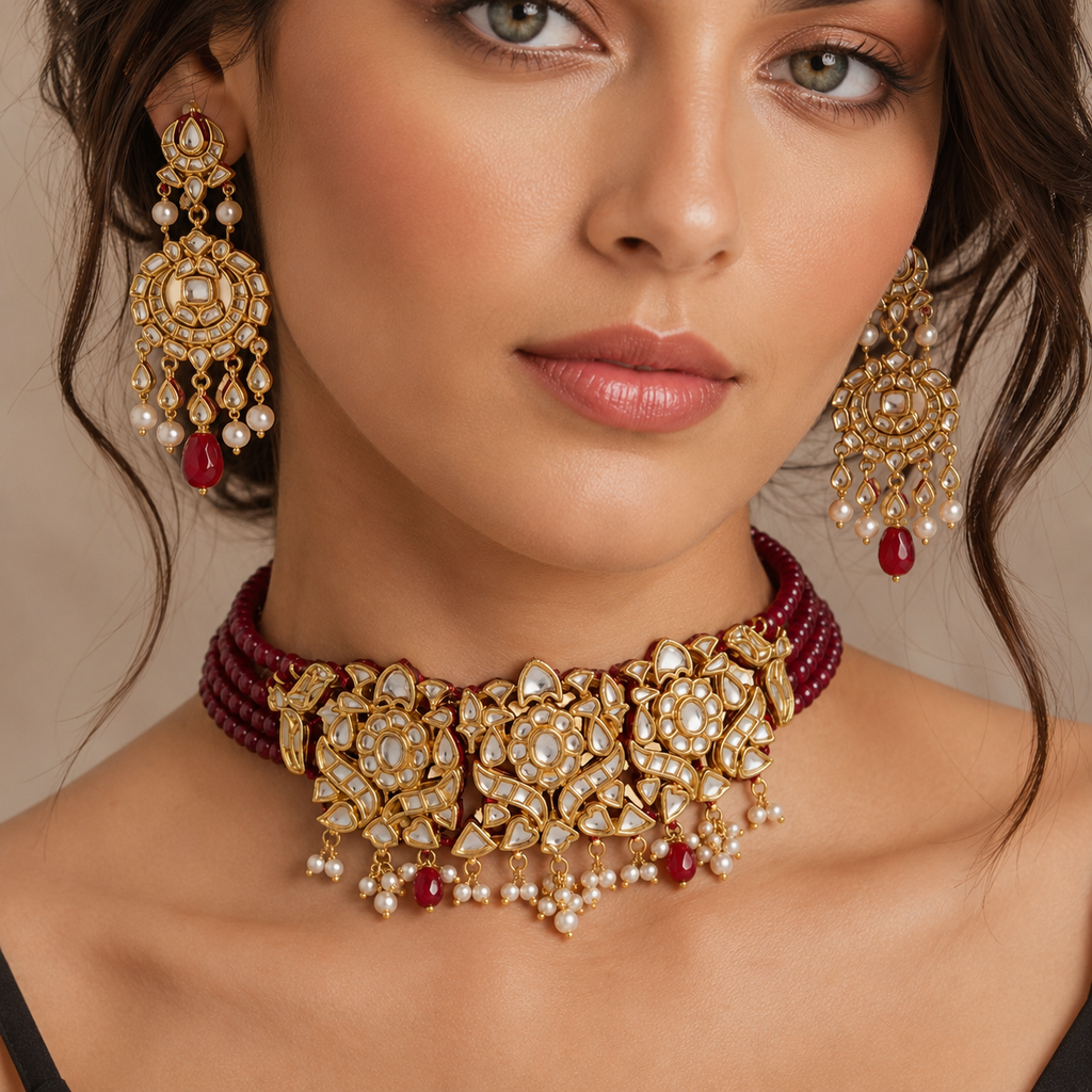 The Crimson Rajwada Kundan Choker Set