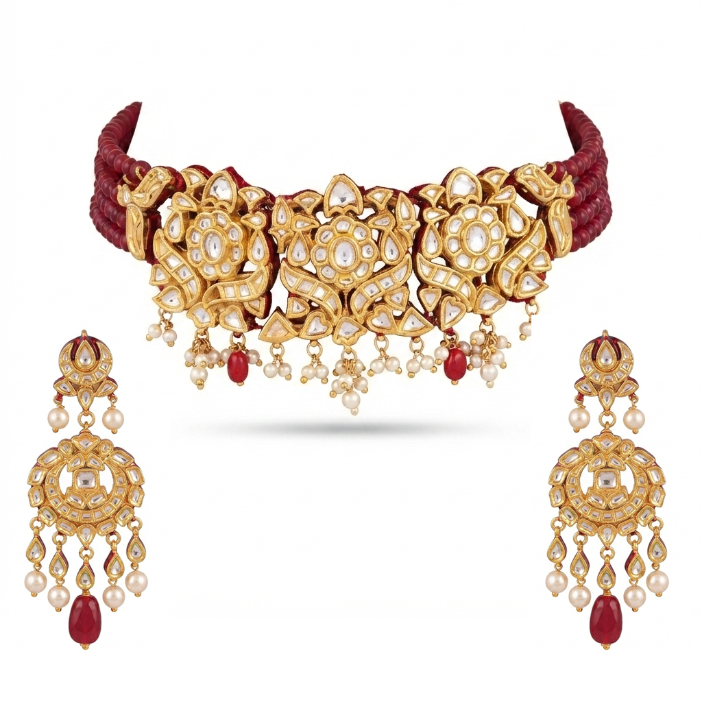 The Crimson Rajwada Kundan Choker Set