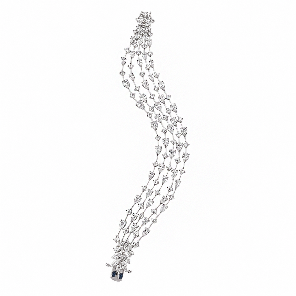 Multi-Strand Cascading Crystal Tennis Bracelet