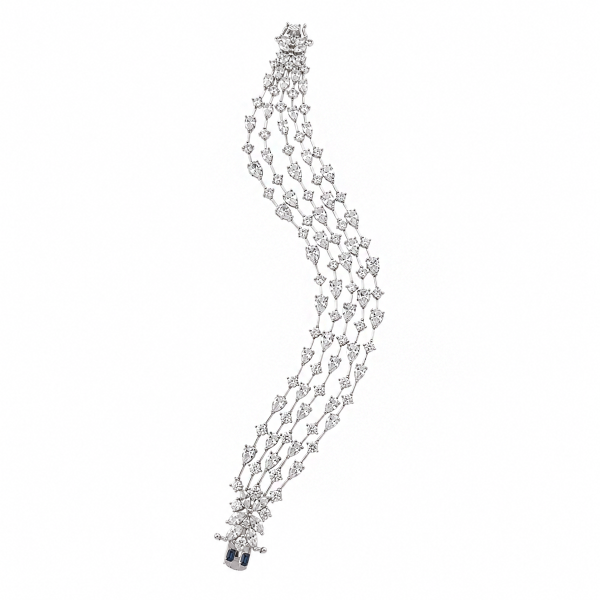 Multi-Strand Cascading Crystal Tennis Bracelet