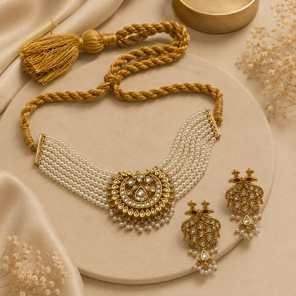 Heritage Kundan & Multi-Strand Pearl Choker Set