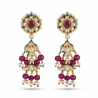 Royal Mayur & Floral Kundan Choker Set with Ruby Beads & Pearls