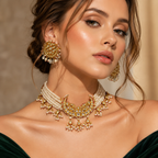 Chandrika Jadau Kundan & Pearl Choker Set