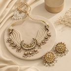 Chandrika Jadau Kundan & Pearl Choker Set
