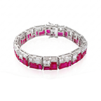 Art Deco Dual-Tone Ruby & Diamond Cut Statement Bracelet