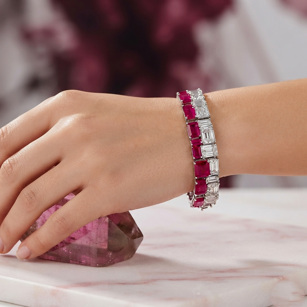 Royal Octagon Emerald Halo Statement Bracelet