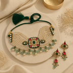 Navratna-Inspired Meenakari & Pearl Choker