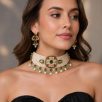 Navratna-Inspired Meenakari & Pearl Choker