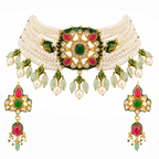Navratna-Inspired Meenakari & Pearl Choker