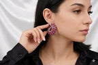 Royal Crimson Crescent Hoop Earrings