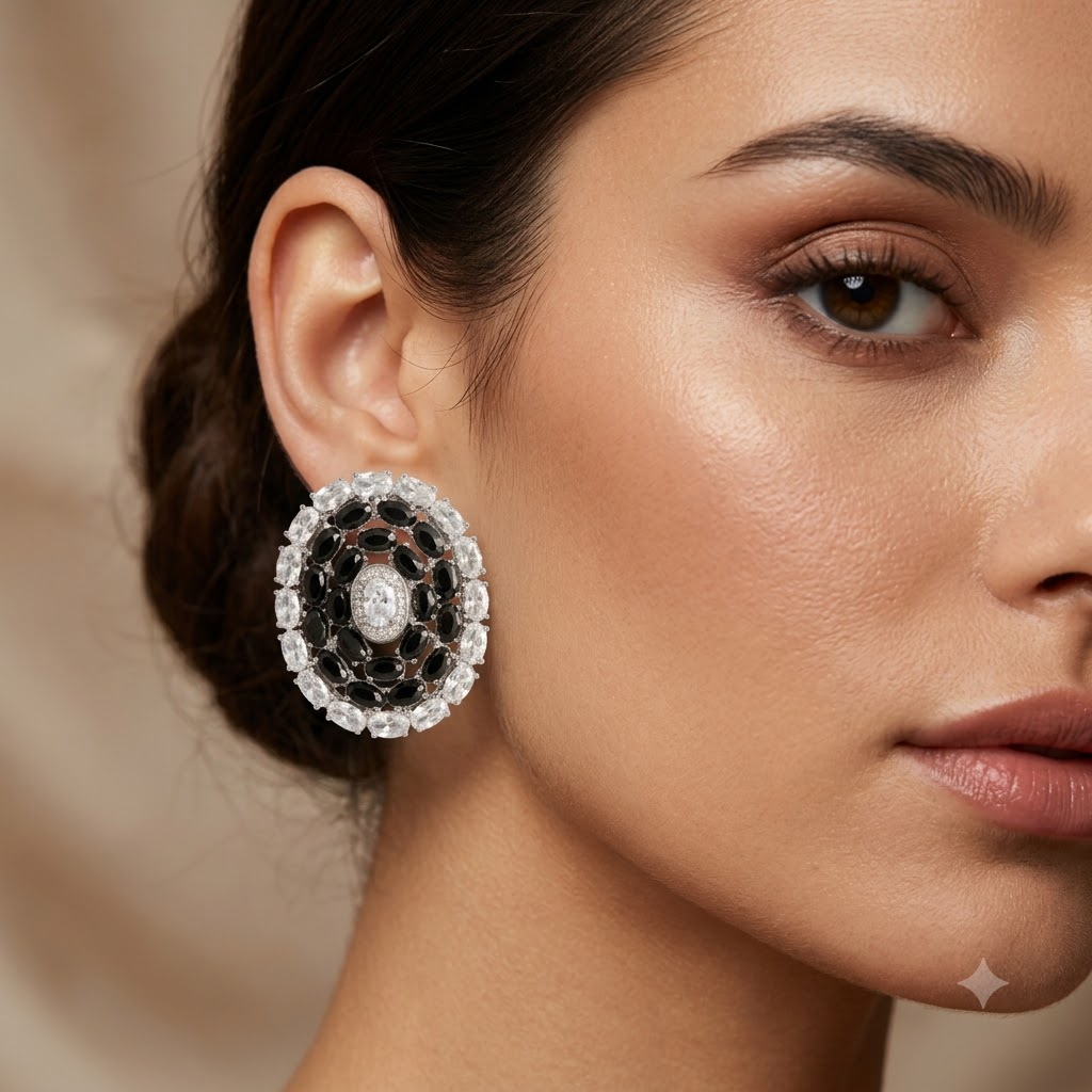 The Onyx Oval Halo Studs