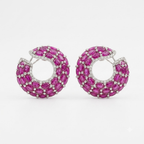 Royal Crimson Crescent Hoop Earrings