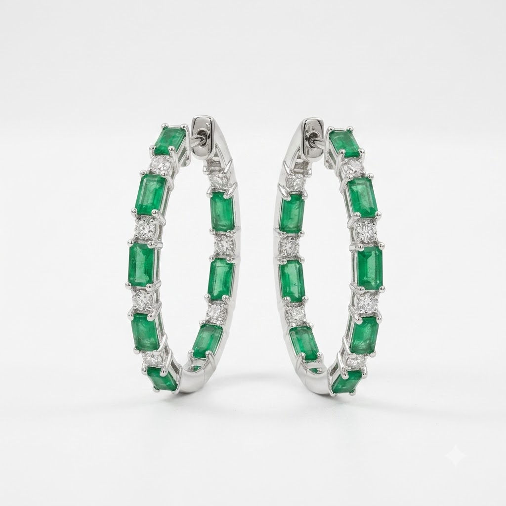 Emerald Eternity Hoops