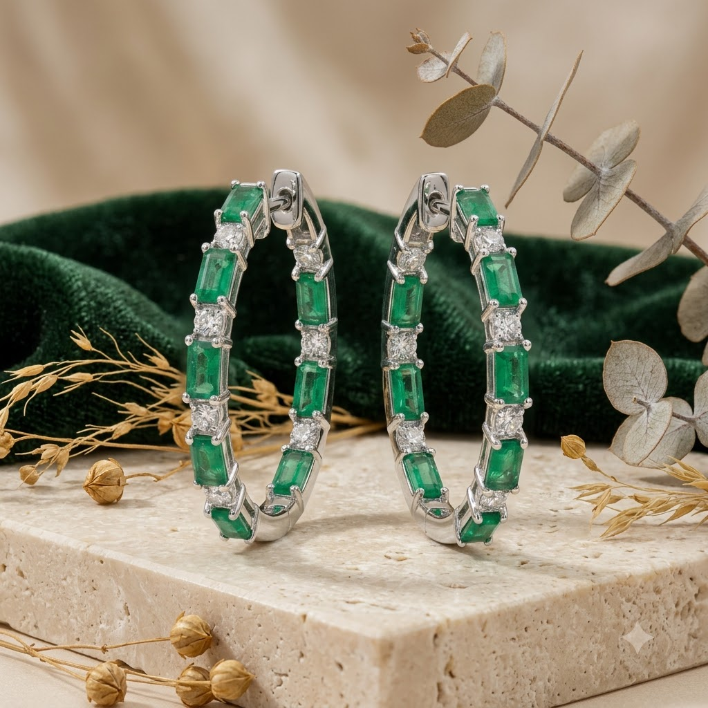 Emerald Eternity Hoops