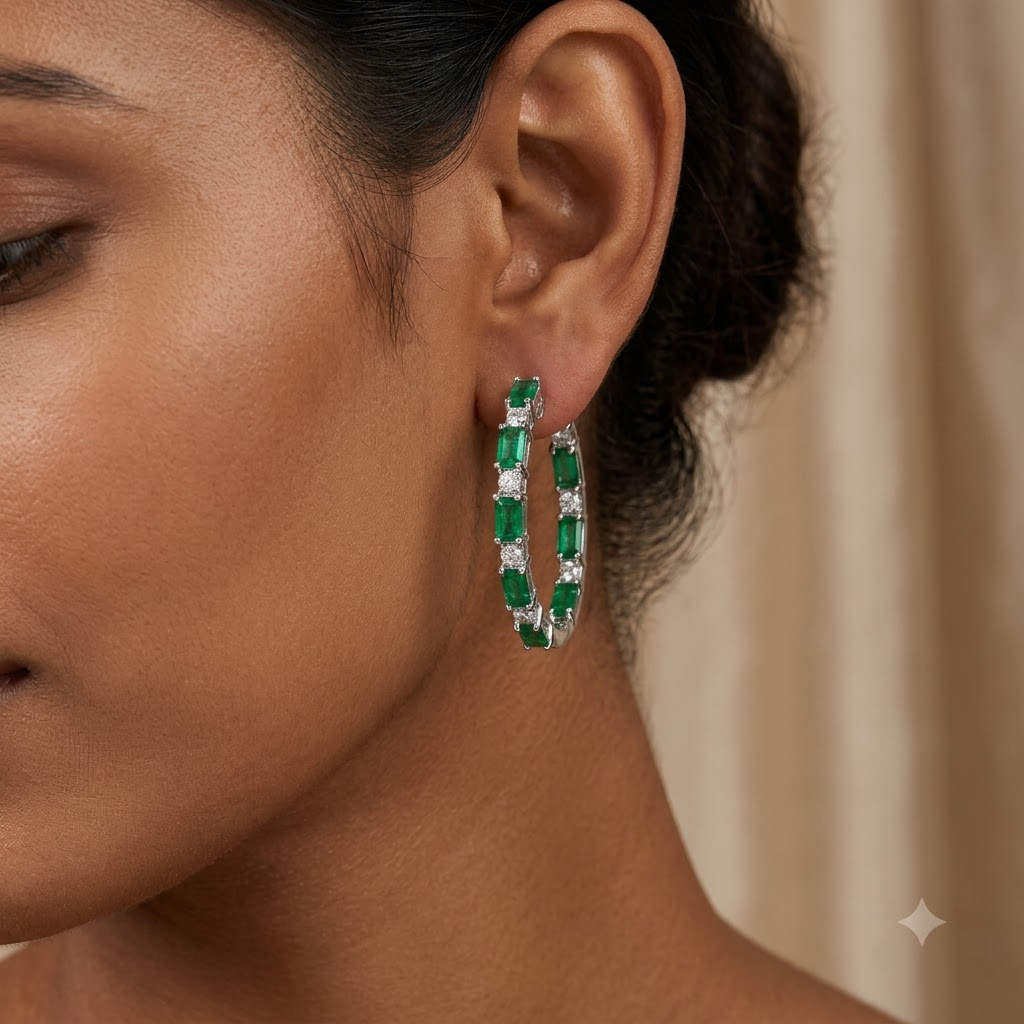 Emerald Eternity Hoops