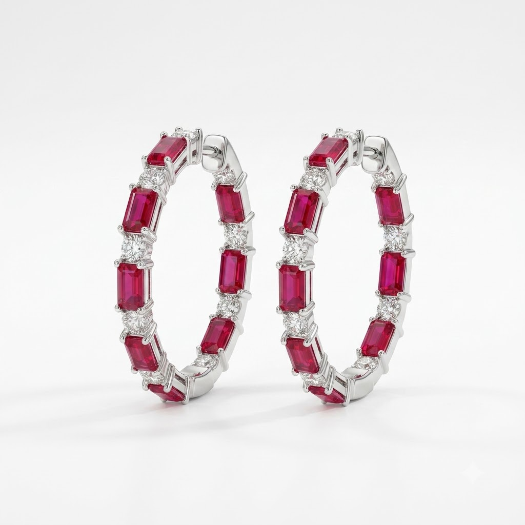 Ruby Eternity Hoops