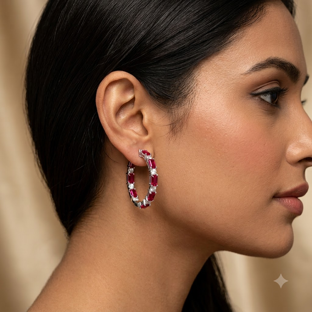 Ruby Eternity Hoops