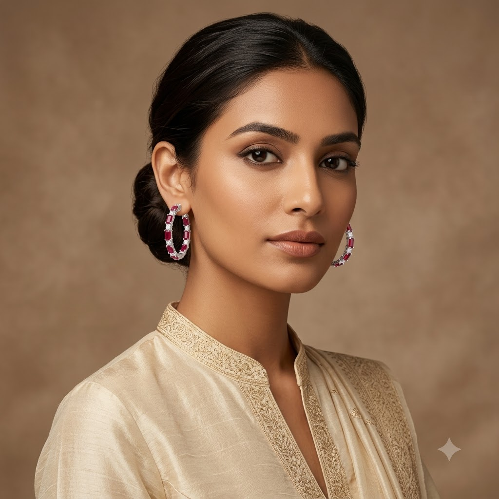 Ruby Eternity Hoops