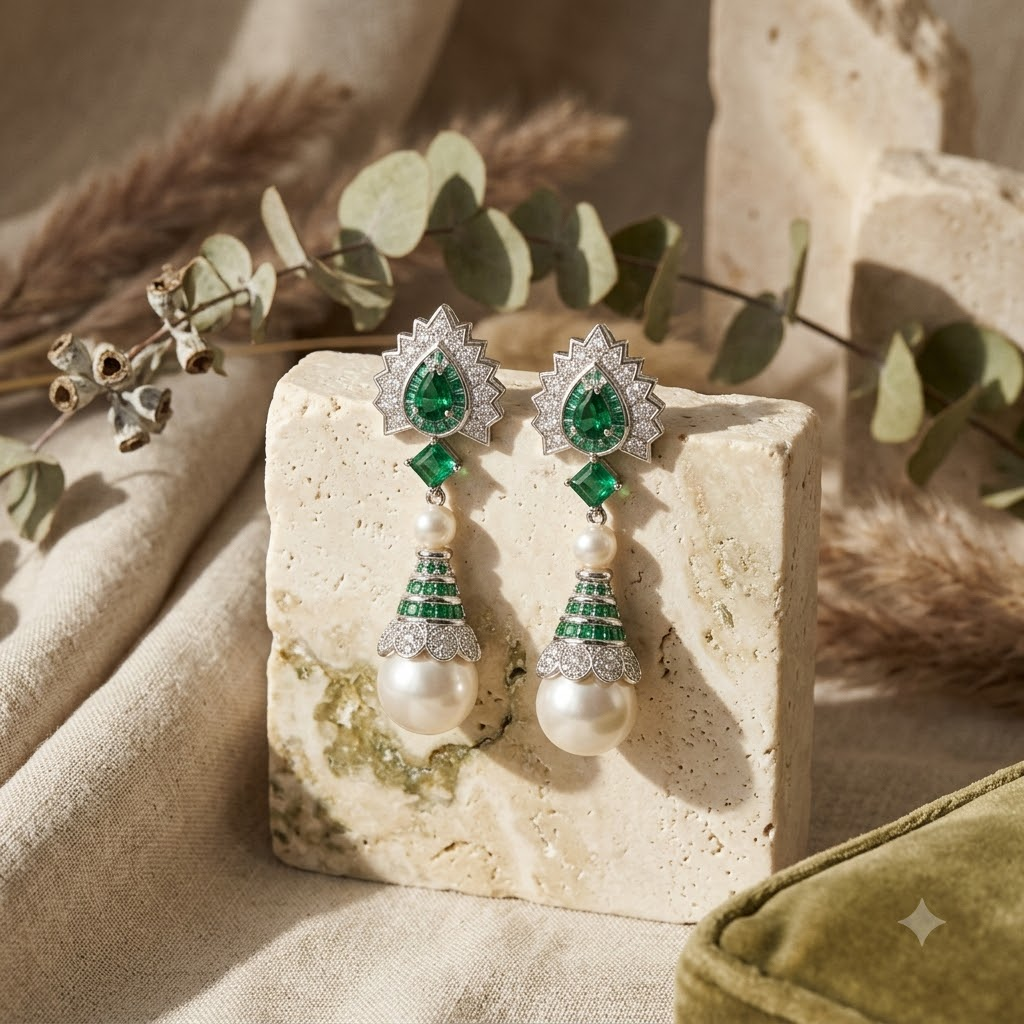 Art Deco Emerald Halo