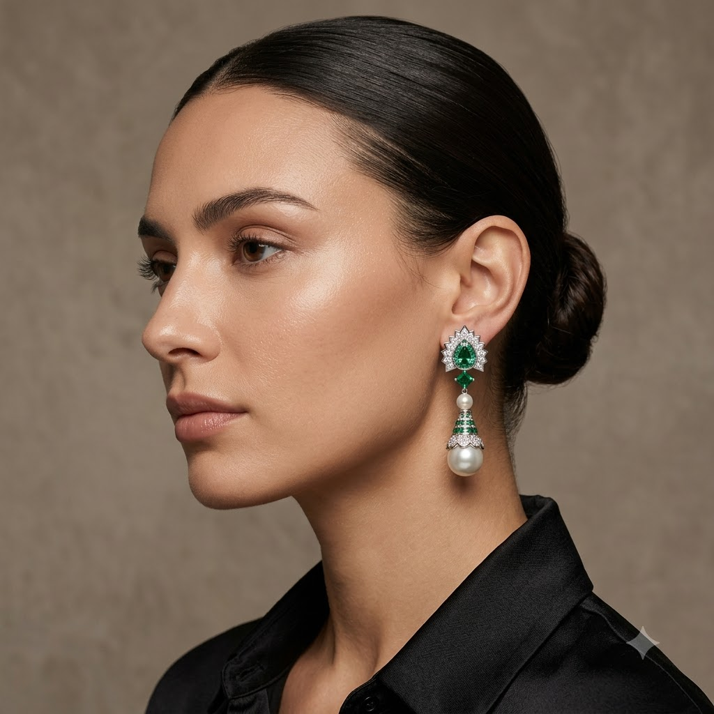 Art Deco Emerald Halo