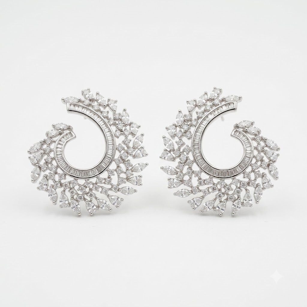 Blossom Pearl & Diamond Statement Stud Earrings