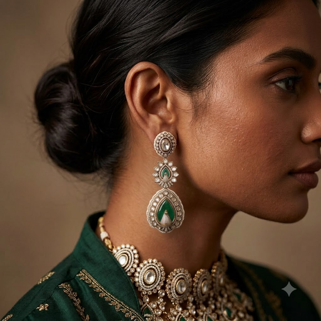 The Emerald Empress Heritage bib & Earring Set