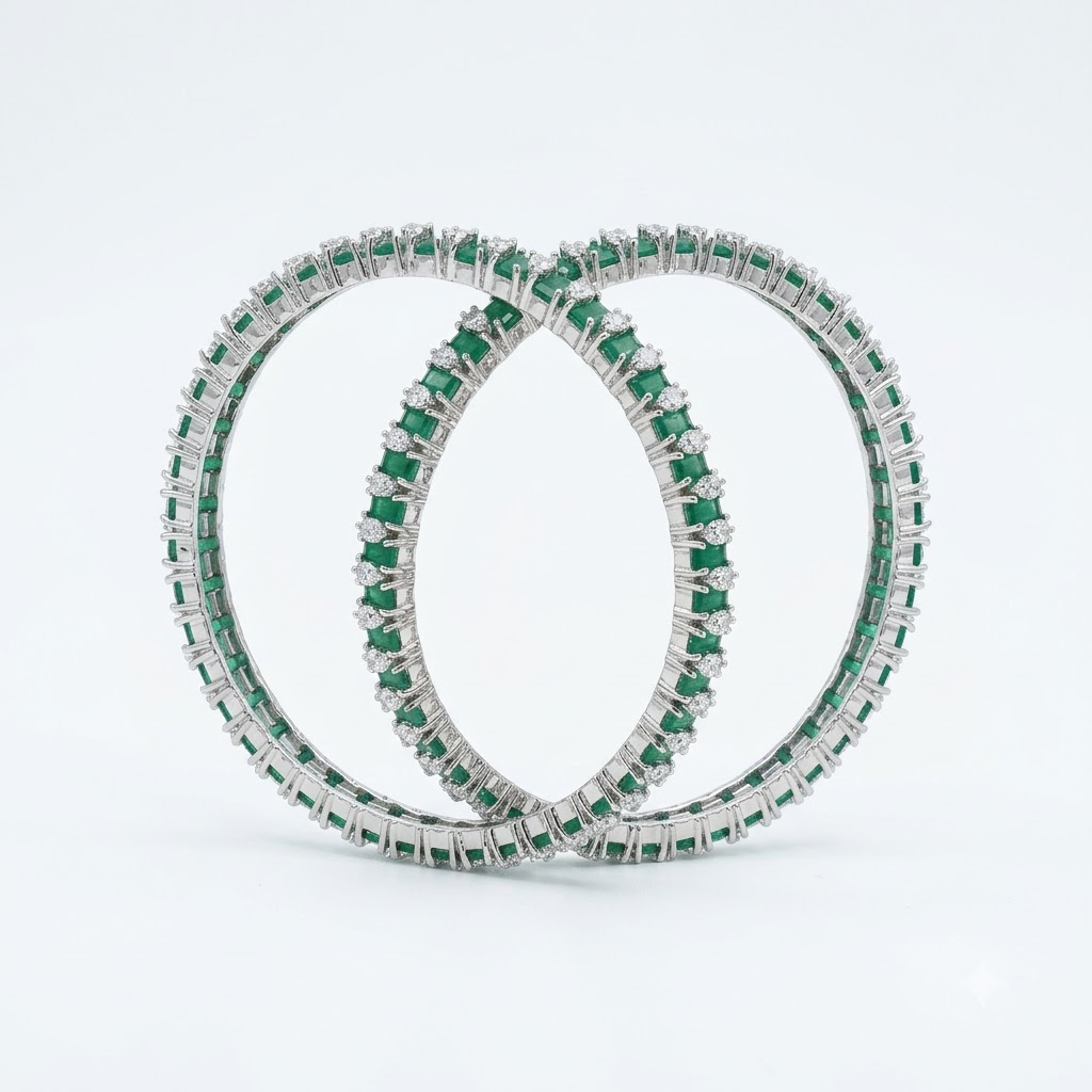The Verdant Radiance Eternity Bangles