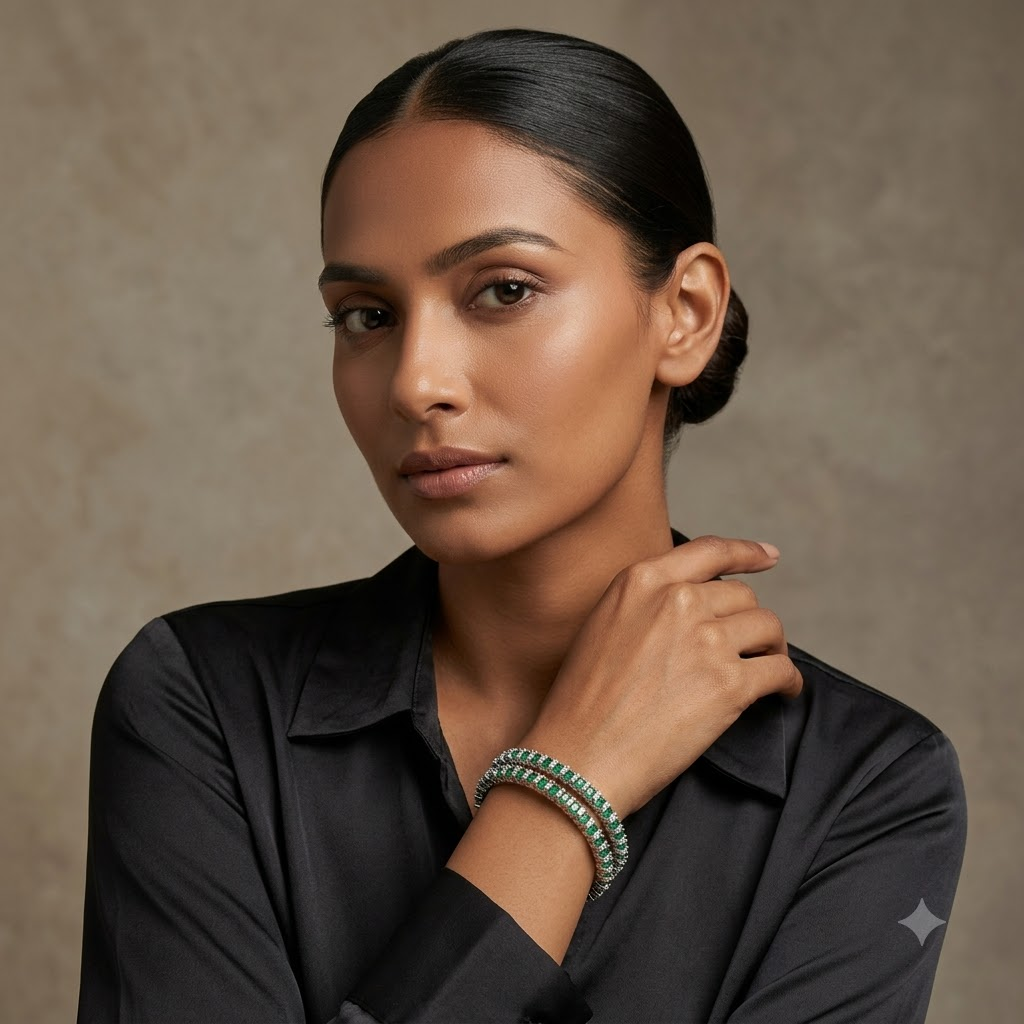 The Verdant Radiance Eternity Bangles