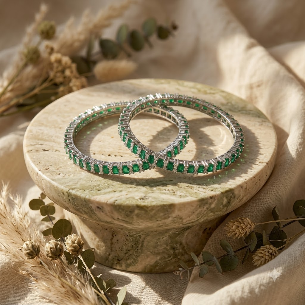 The Verdant Radiance Eternity Bangles