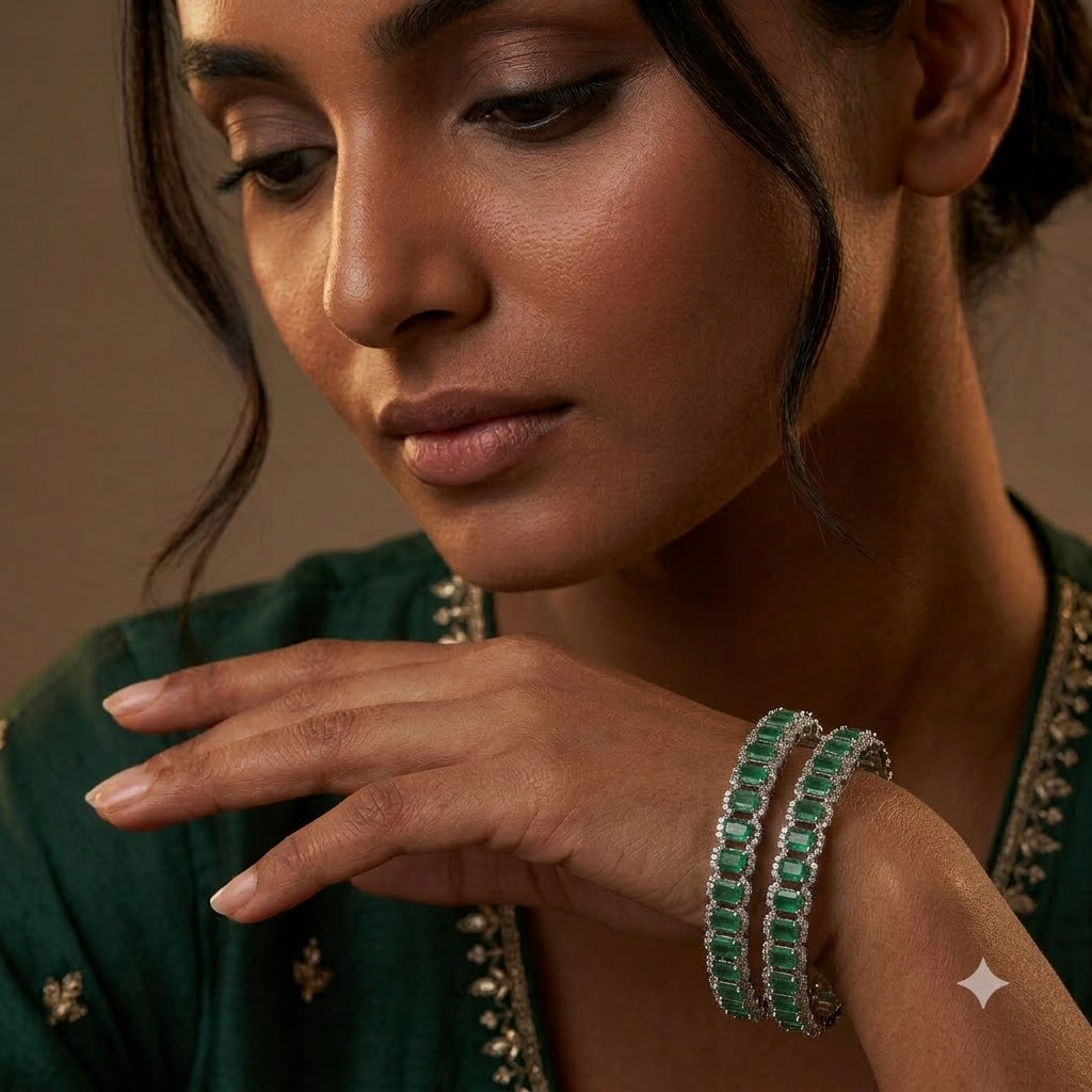 The Verdant Radiance Eternity Bangles