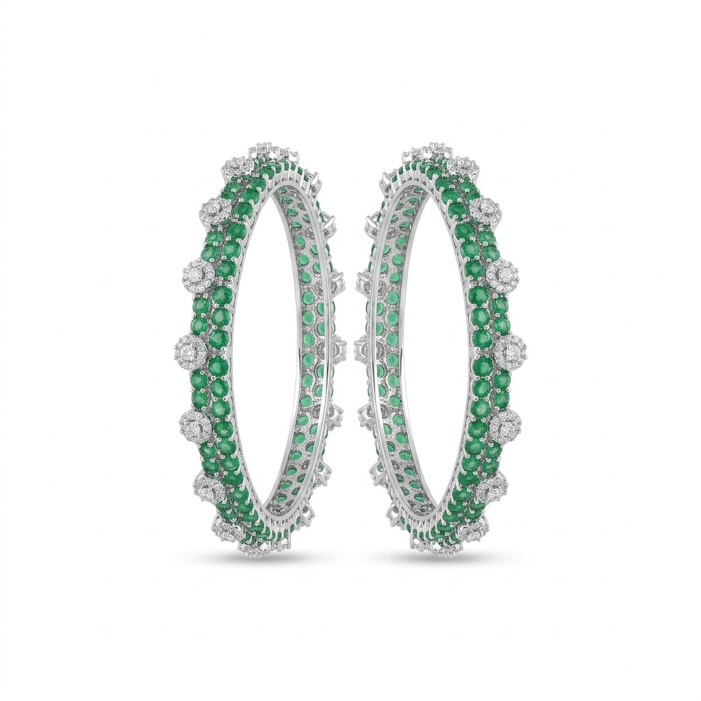 Emerald Vine Pavé Bangles (Set of 2)