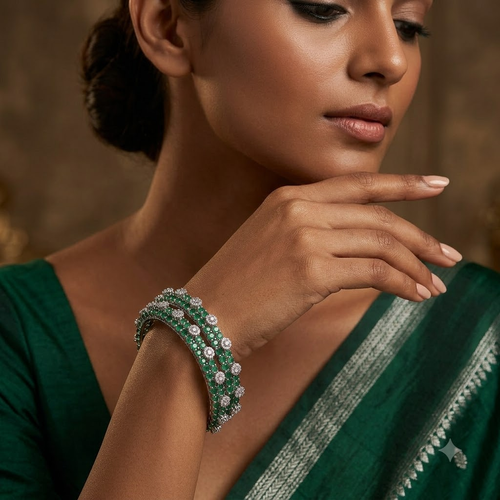 Emerald Vine Pavé Bangles (Set of 2)