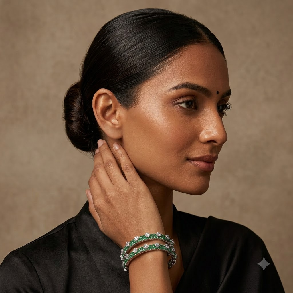 Emerald Vine Pavé Bangles (Set of 2)